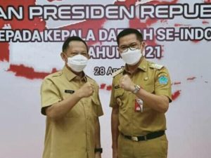 Bupati JG Ikut Rakor Secara Virtual Dengan Presiden Jokowi di Kantor Kemendagri