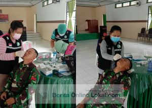 Puluhan Satgas TMMD ke-111 Kodim 1310 Bitung Jalani Pemeriksaan Rapid Test Antigen