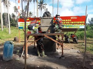 Pembuatan Prasasti TMMD ke-111 Kodim 1310/Bitung Terus Dikebut