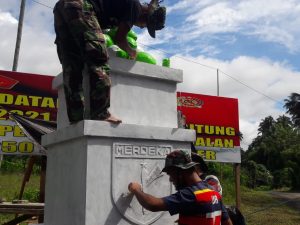 Prasasti TMMD Kodim 1310/Bitung Masuk Tahap Pengecatan
