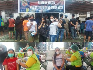 Para Milenial Ikut Berpartisipasi di Giat Serbuan Vaksinasi COVID-19 Kodim 1310/Bitung