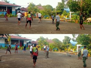 Satgas TMMD Kodim 1310/Bitung Jalin Komsos Dengan Warga Lewat Olahraga