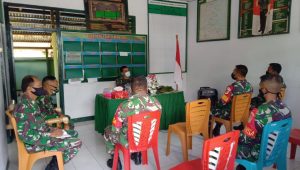 Kunjungi Koramil 08/Tabteng, Dandim Minta Jajaran Taat Prokes dan Bijak Bermedsos