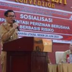 Bupati Minut Joune Ganda Membuka Sosialisasi Implementasi Perizinan Berusaha Berbasis Resiko Kabupaten Minahasa Utara Tahun 2023