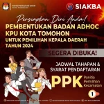 KPU Tomohon Buka Pendaftaran Adhoc, Simak Syaratnya