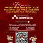 KPU Sulut Resmi Umumkan Pendaftaran Pasangan Calon Gubernur Dan Wakil Gubernur Sulut Tahun 2024