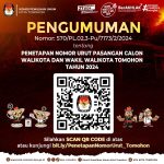 KPU Kota Tomohon Umumkan Nomor Urut Pasangan Calon Wali Kota DAN Wakil Wali Kota Tomohon Tahun 2024