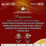 KPU Minahasa Tenggara Umumkan Keputusan tentang Penetapan Pasangan Calon Bupati dan Wakil Bupati Terpilih Tahun 2024 