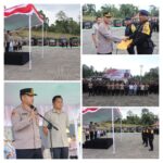 Kapolres Mitra AKBP Handoko Sanjaya S.I.K., M.Han Didampingi Bupati Mitra Ronald Kandoli Memimpin Apel Konsolidasi Dan Pelepasan Personel BKO Polda Sulut