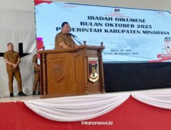 Ibadah Oikmene Bulanan, Bupati Robby Ajak ASN Memperkuat Integritas dan nilai-nilai spiritualitas 