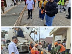 Bupati Ronald Kandoli Tinjau Pekerjaan Di Pusat Kota Ratahan 