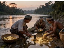 DI BULAN PUASA DAN MENJELANG LEBARAN, WARGA TOTABUAN RAIH KEBERKAHAAN DARI PENDULANGAN EMAS DI PINGGIRAN SUNGAI