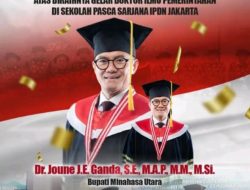 Bupati Minahasa Utara Joune Ganda Resmi Raih Gelar Doktor di IPDN