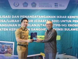 Bupati Michael Thungari Buka Sosialisasi TPB 14 dan Penandatanganan Ikrar Kemitraan Desa Pesisir di Sangihe