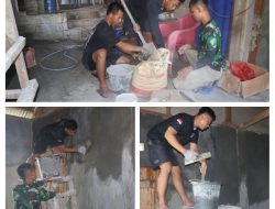 Satgas TMMD Ke-128 Terus Kebut Pengerjaan RTLH di Watuliney, Pengacian Dinding Rumah Warga Masih Berlanjut