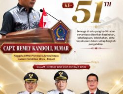 Pemerintah Desa Borgo mengucapkan Selamat Ulang Tahun ke-51 kepada Anggota DPRD Provinsi Sulawesi Utara, Capt. Remly Kandoli, M.Mar