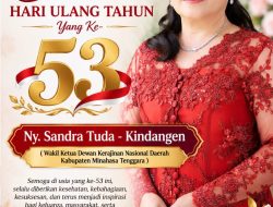 Kepala Dinas P2KB Dengan Penuh sukacita mengucapkan Selamat Ulang Tahun ke-53 kepada Ibu Sandra Kindangen,S.Th,M.Pd. Wakil Ketua TP-PKK Kabupaten Minahasa Tenggara