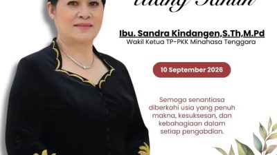 Kami Pemerintah Kecamatan Belang dengan penuh sukacita mengucapkan Selamat Ulang Tahun ke-53 kepada Ibu Sandra Kindangen,S.Th,M.Pd. Wakil Ketua TP-PKK Kabupaten Minahasa Tenggara