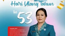 Kepala Dinas PUPR Dengan Penuh Sukacita mengucapkan Selamat Ulang Tahun ke-53 kepada Ibu Sandra Kindangen,S.Th,M.Pd. Wakil Ketua TP-PKK Kabupaten Minahasa Tenggara