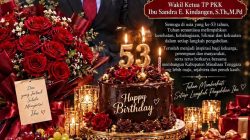 Kepala Bagian Barang Dan Jasa Sekretariat Daerah Ridwan Munaisehce Dengan Penuh Sukacita mengucapkan Selamat Ulang Tahun ke-53 kepada Ibu Sandra Kindangen,S.Th,M.Pd. Wakil Ketua TP-PKK Kabupaten Minahasa Tenggara