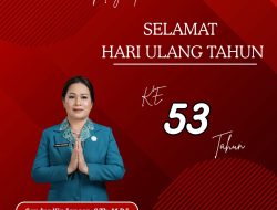 Kepala Satuan Pol PP Dan Damkar M.Irwan Abdjulu Dengan Penuh Sukacita mengucapkan Selamat Ulang Tahun ke-53 kepada ibu Sandra Kindangen,S.Th,M.Pd. Wakil Ketua TP-PKK Kabupaten Minahasa Tenggara
