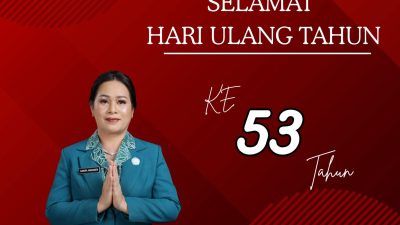 Kepala Satuan Pol PP Dan Damkar M.Irwan Abdjulu Dengan Penuh Sukacita mengucapkan Selamat Ulang Tahun ke-53 kepada ibu Sandra Kindangen,S.Th,M.Pd. Wakil Ketua TP-PKK Kabupaten Minahasa Tenggara