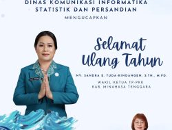 Keluarga Besar Dinas Komunikasi Informatika Statistik dan Persandian Kabupaten Minahasa Tenggara mengucapkan Selamat Ulang Tahun kepada Wakil Ketua TP-PKK Minahasa Tenggara, Ny. Sandra E. Tuda-Kindangen