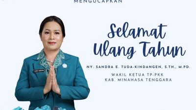 Keluarga Besar Dinas Komunikasi Informatika Statistik dan Persandian Kabupaten Minahasa Tenggara mengucapkan Selamat Ulang Tahun kepada Wakil Ketua TP-PKK Minahasa Tenggara, Ny. Sandra E. Tuda-Kindangen