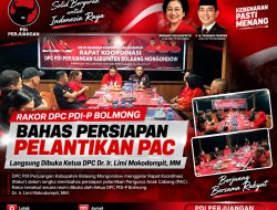 Rakor DPC PDI-P Bolmong Bahas Persiapan Pelantikan PAC, Langsung Dibuka Ketua DPC Dr. Ir. Limi Mokodompit, MM