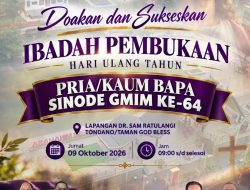 Sukseskan dan Doakan Kegiatan P/KB Sinode GMIM ke – 64