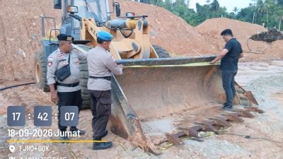 Alat Berat Kembali Beroperasi di Bowone, Polres Sangihe Pasang Garis Polisi