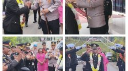 ‎Haru Dan Penuh Penghormatan, Kapolres Mitra Pimpin Tradisi Gerbang Pora Antar Kabag Ren AKP Imam Sarjono Memasuki Masa Purna Bakti